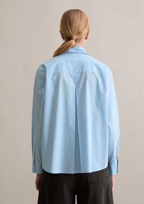 Relaxed polo-style blouse — Blue Dusk