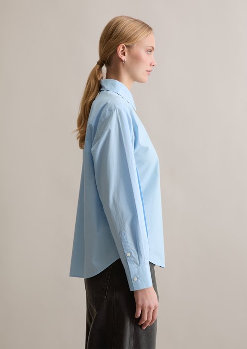 Relaxed polo-style blouse — Blue Dusk