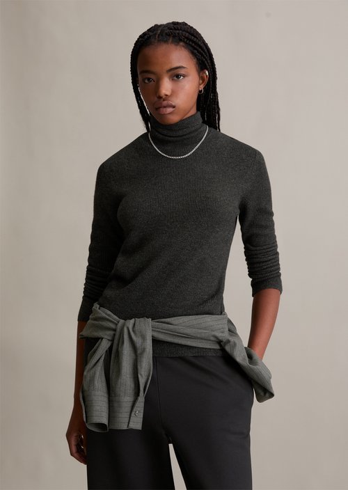 Turtleneck sweater slim — Anthra Melange