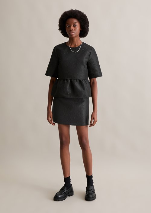 Regular short-sleeved blouse — Black