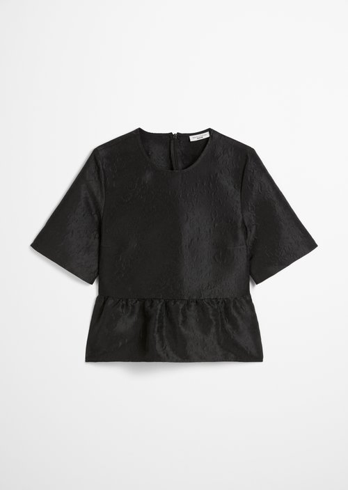 Regular short-sleeved blouse — Black