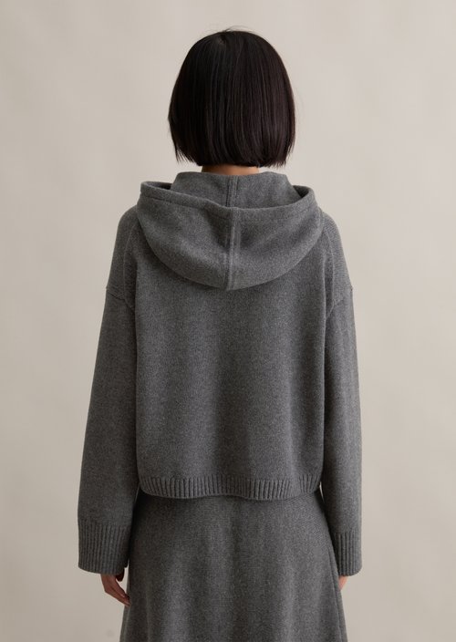 Relaxed knit hoodie — Anthra Melange (alternate view)
