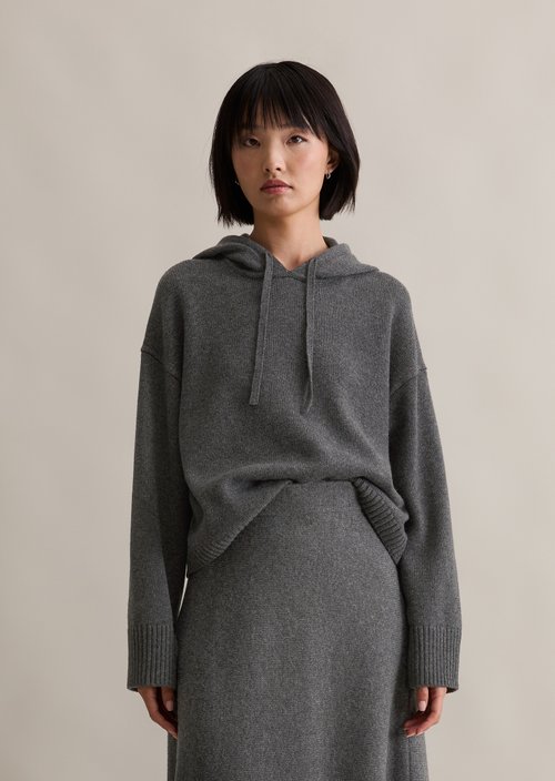 Relaxed knit hoodie — Anthra Melange
