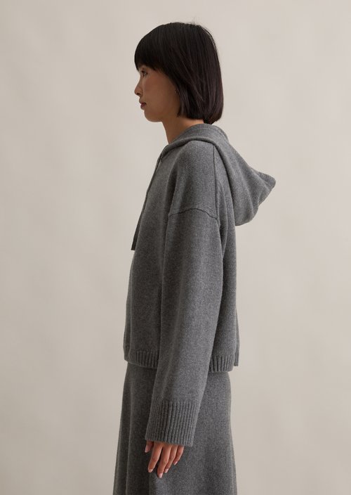 Relaxed knit hoodie — Anthra Melange