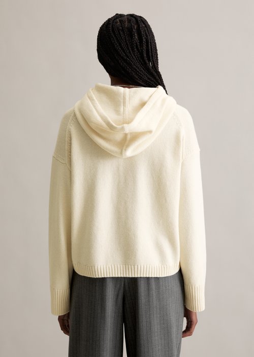 Relaxed knit hoodie — White Blush (alternate view)