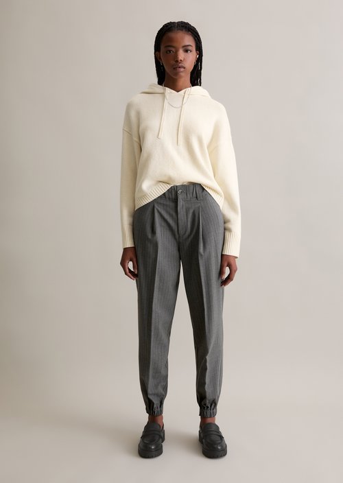 Relaxed knit hoodie — White Blush