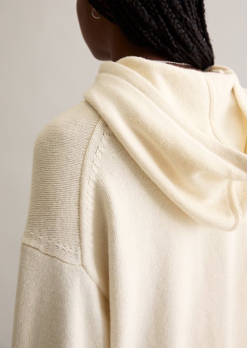 Relaxed knit hoodie — White Blush