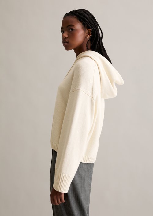 Relaxed knit hoodie — White Blush