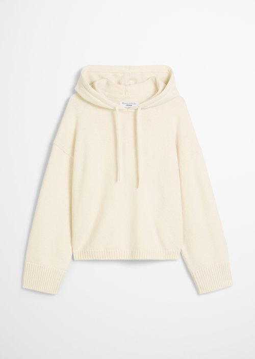 Relaxed knit hoodie — White Blush