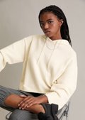 Relaxed knit hoodie made from a soft wool blend - white | Chunky