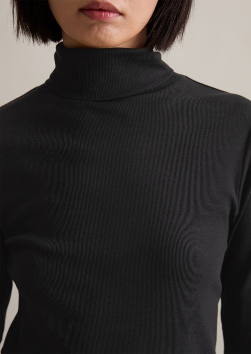 Turtleneck longsleeve slim — Black