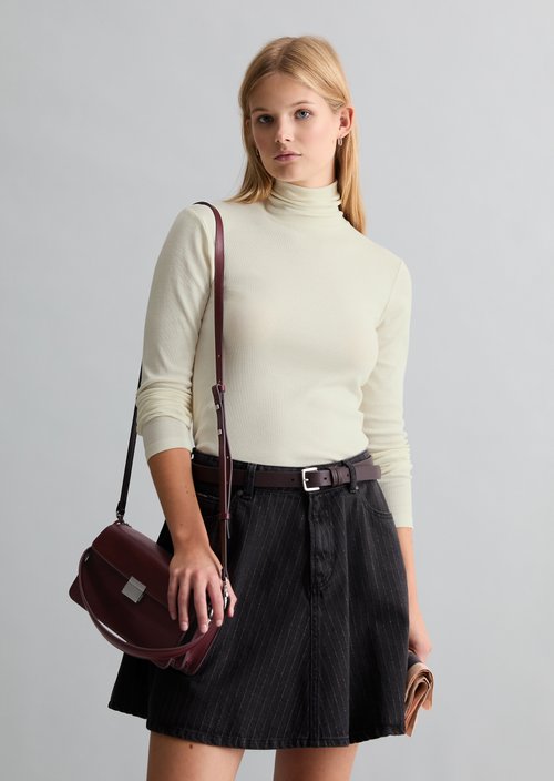 Turtleneck longsleeve slim — Creamy White