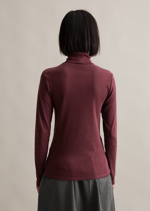 Turtleneck longsleeve slim — Dark Maroon