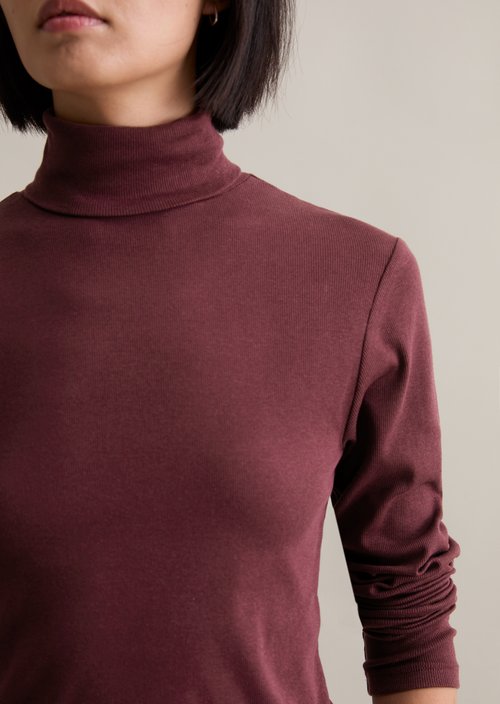Turtleneck longsleeve slim — Dark Maroon