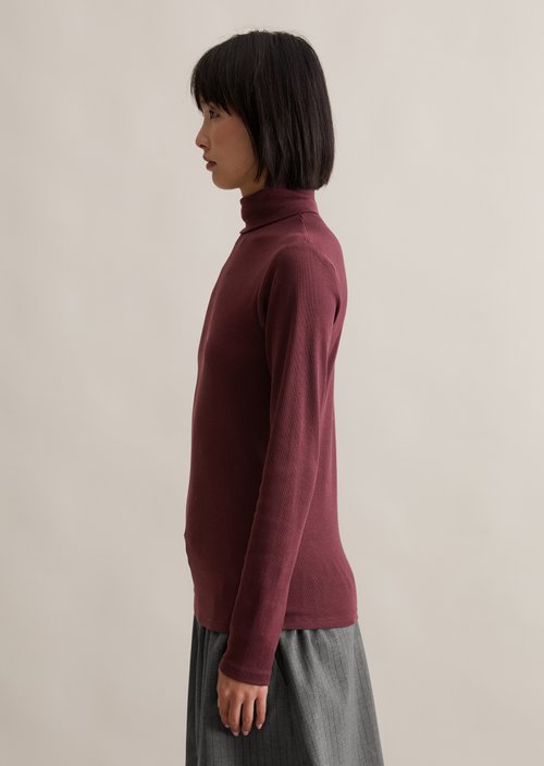 Turtleneck longsleeve slim — Dark Maroon