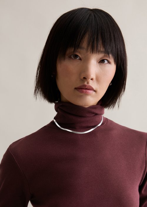 Turtleneck longsleeve slim — Dark Maroon