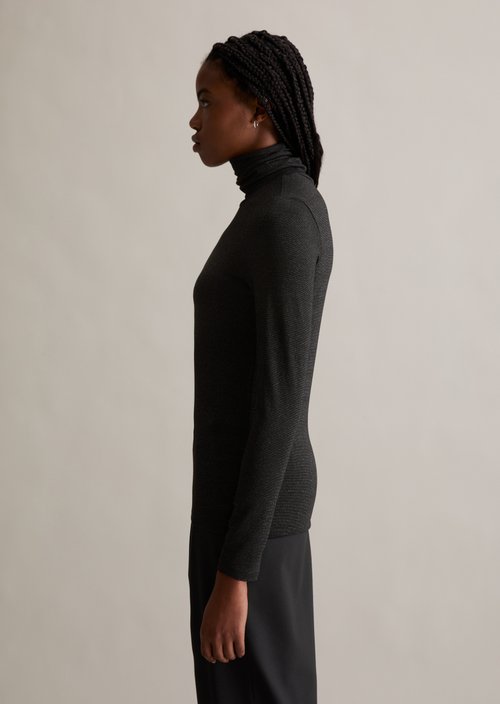 Turtleneck shirt slim — Black
