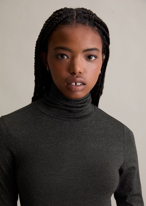 Turtleneck shirt slim — Black