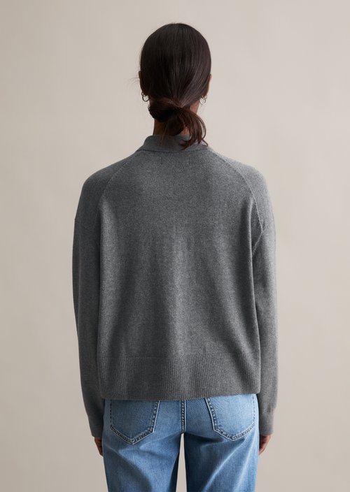 Relaxed knit polo — Asphalt Melange
