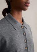 Relaxed knit polo made from soft cotton stretch - gray | Fine knit