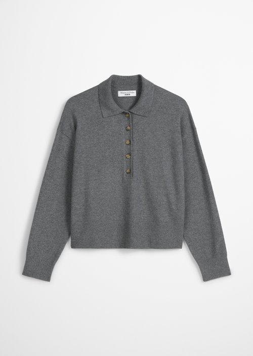 Relaxed knit polo — Asphalt Melange
