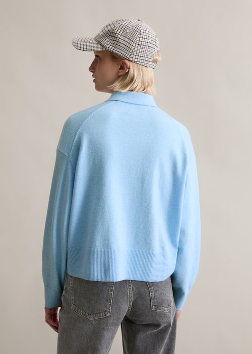 Relaxed knit polo — Light Blue Melange