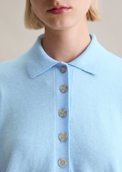 Relaxed knit polo — Light Blue Melange