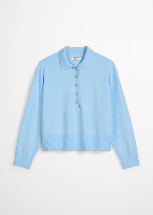 Relaxed knit polo — Light Blue Melange