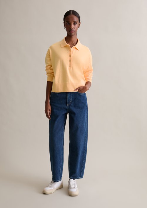 Relaxed knit polo — Medium Orange