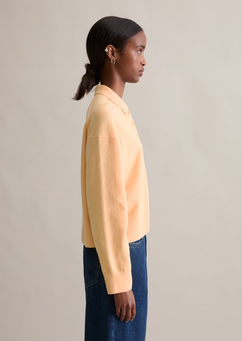 Relaxed knit polo — Medium Orange