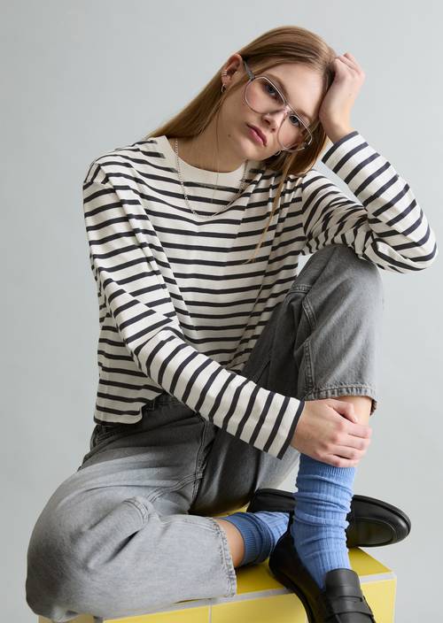 Regular de manga larga Offwhite en vista frontal