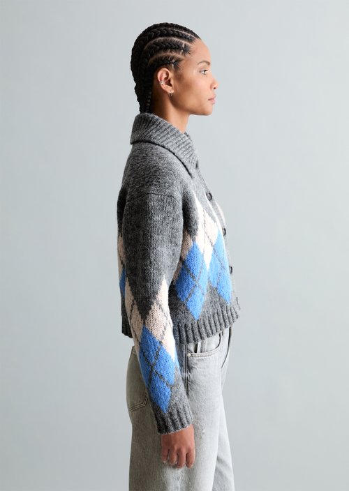 Jacquard cardigan cropped — Medium Grey