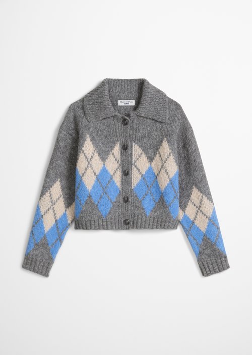 Jacquard cardigan cropped — Medium Grey