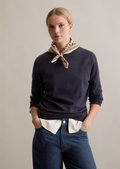 Sweater regular made from soft cotton stretch - blue | Crew neck