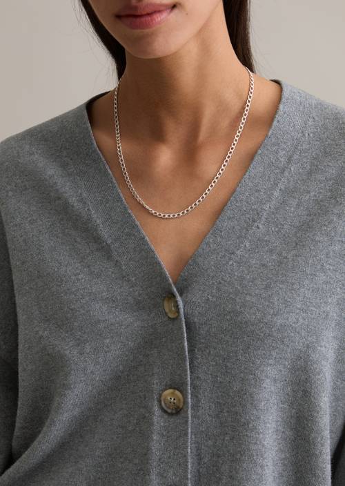 V-Neck-Cardigan relaxed Asphalt Melange in Detailansicht