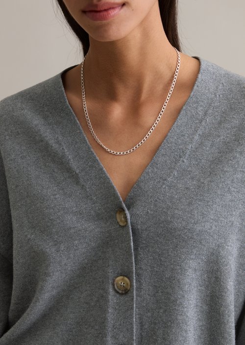 V-neck cardigan relaxed — Asphalt Melange