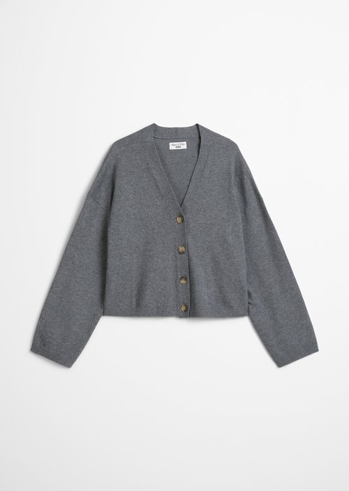 V-neck cardigan relaxed — Asphalt Melange