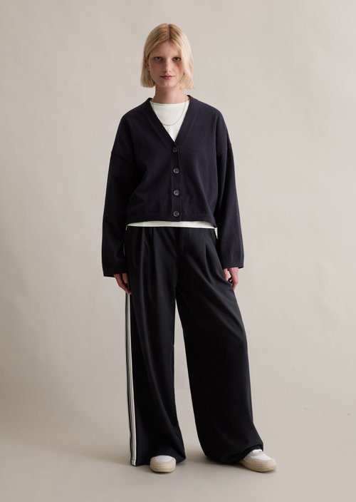 V-neck cardigan relaxed — Dark Blue Melange