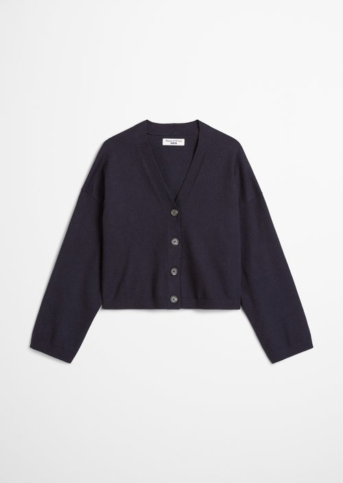 V-neck cardigan relaxed — Dark Blue Melange