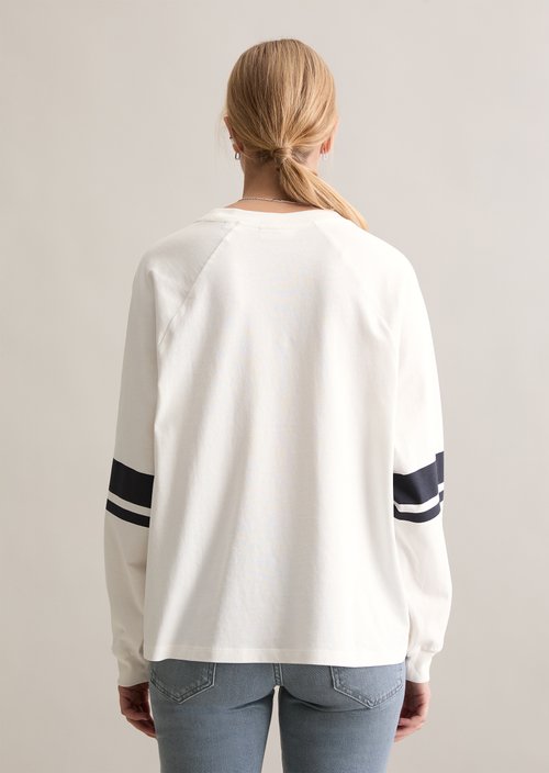 College-style longsleeve relaxed — Silky White