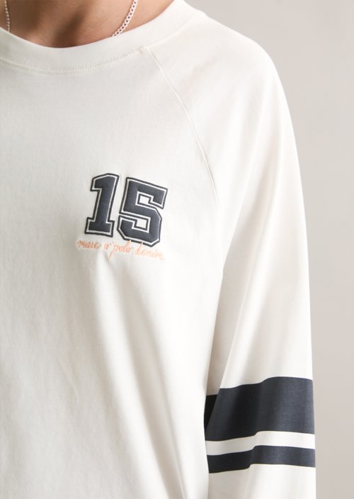 College-style longsleeve relaxed — Silky White