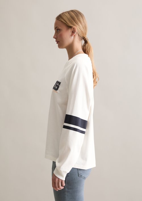 College-style longsleeve relaxed — Silky White