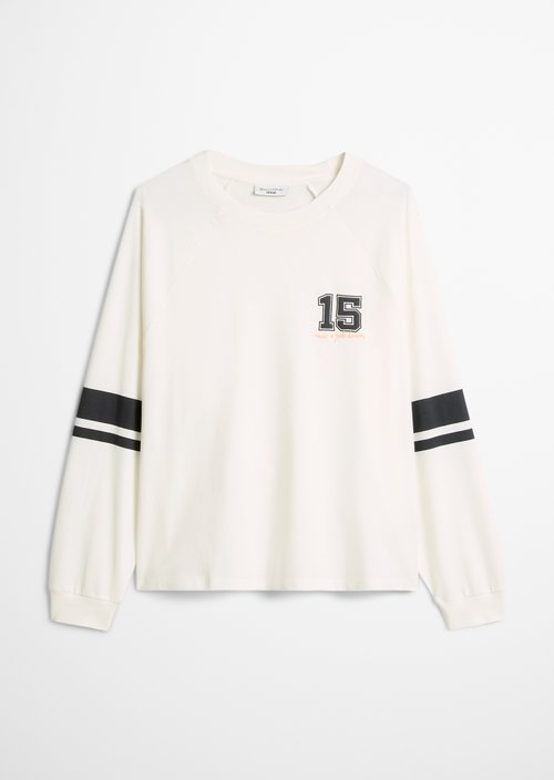 College-style longsleeve relaxed — Silky White