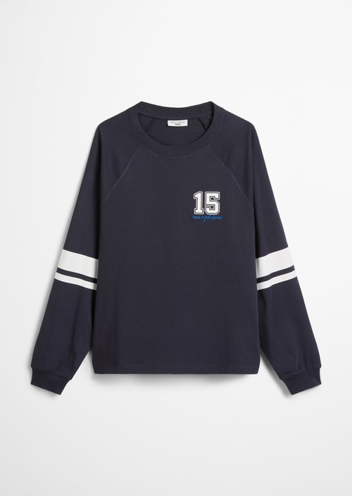 College-style longsleeve relaxed — Blue Depths