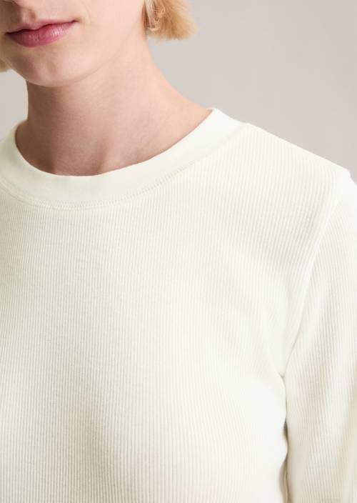 Longsleeve slim Silky White in Detailansicht