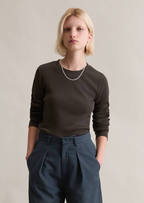 Longsleeve slim Black Espresso in Frontalansicht