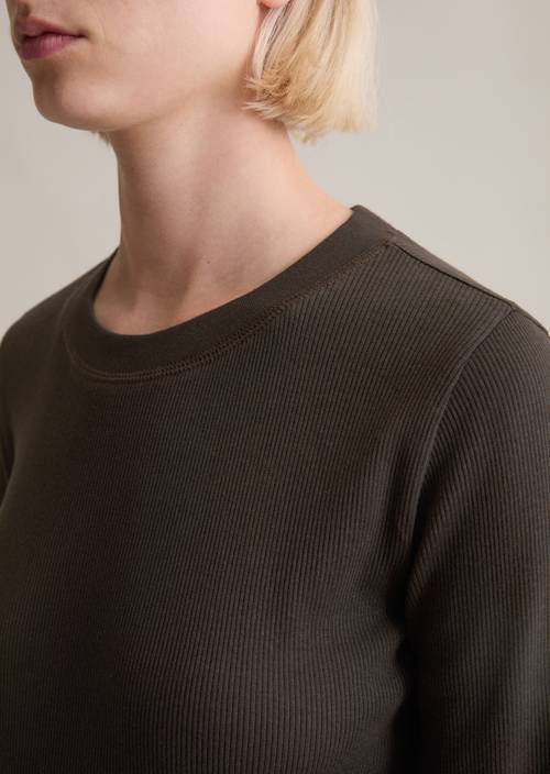 Longsleeve slim Black Espresso in Detailansicht