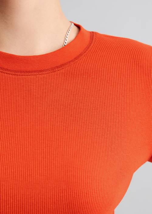 Longsleeve slim Vivid Orange in detail view