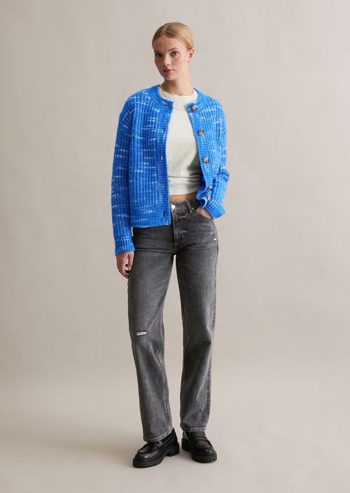Chunky cropped cardigan — Pale Cobalt