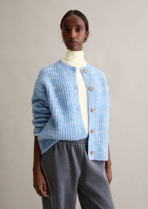 Chunky cropped cardigan — Blue Dusk